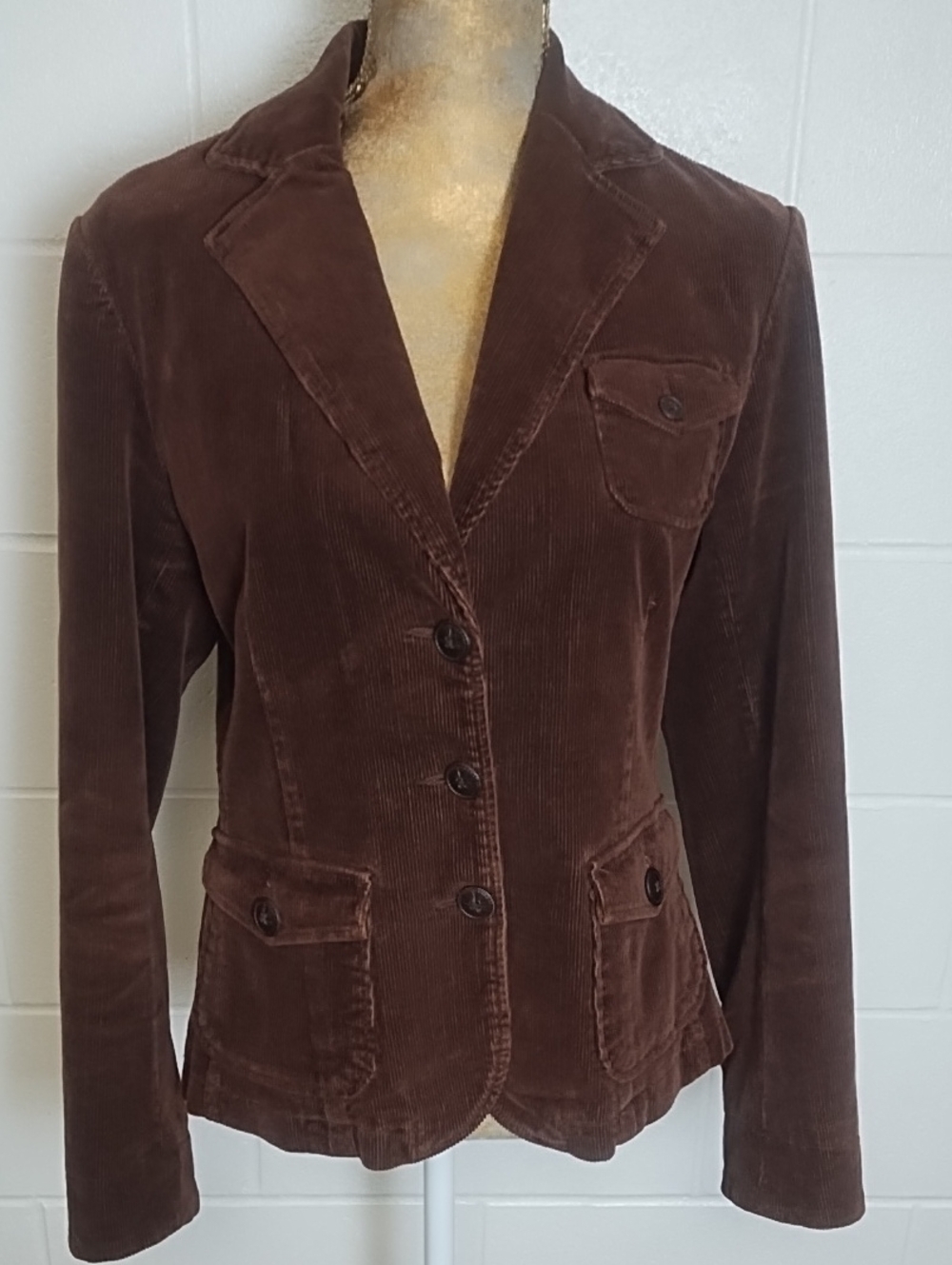 Relativity Vintage Brown soft Corduroy Fitted Blazer Jacket Lined Medium